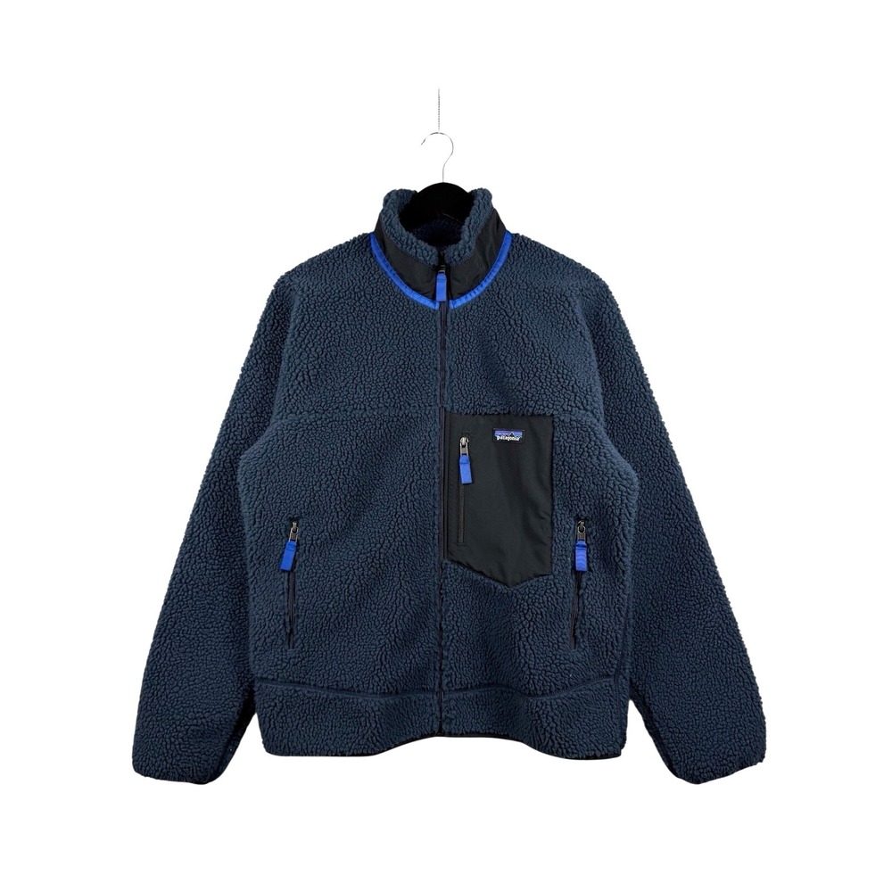 Patagonia M Classic Retro-X Jacket Deep Pile Sherpa Fleece 23056 Blue Black
